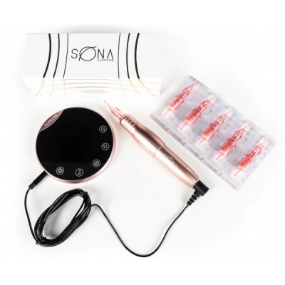 STROJČEK NA TETOVANIE NA PERMANENTNÝ MAKE UP GLOVCON - SONA PEN PINK COMPLETE SET