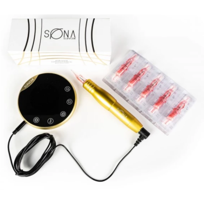 STROJČEK NA TETOVANIE NA PERMANENTNÝ MAKE UP GLOVCON - SONA PEN GOLD COMPLETE SET