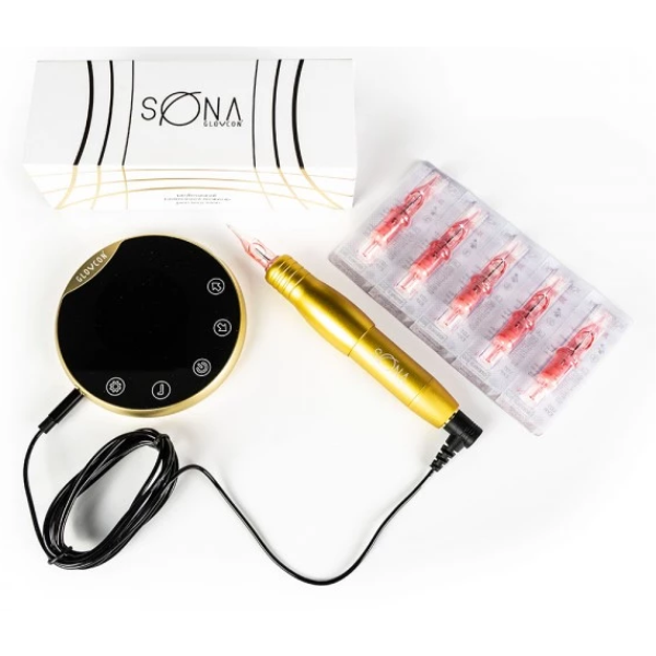 STROJČEK NA TETOVANIE NA PERMANENTNÝ MAKE UP GLOVCON - SONA PEN GOLD COMPLETE SET